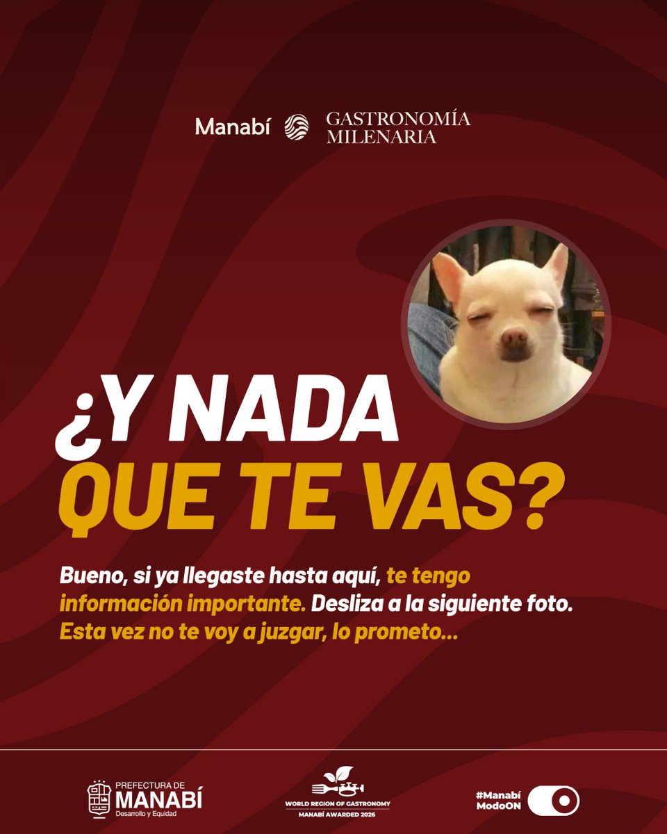 ManabiMilenaria's tweet photo. ¿Estás listo para vivir una experiencia inolvidable?
👇 Desliza… o quédate con la duda 😏
🎉 Entrada gratuita | ¡Tú pones las ganas, nosotros el sabor!

#manabímodoon #gastronomíamilenaria #carrusel #manabí https://t.co/JScr2Kkxcb