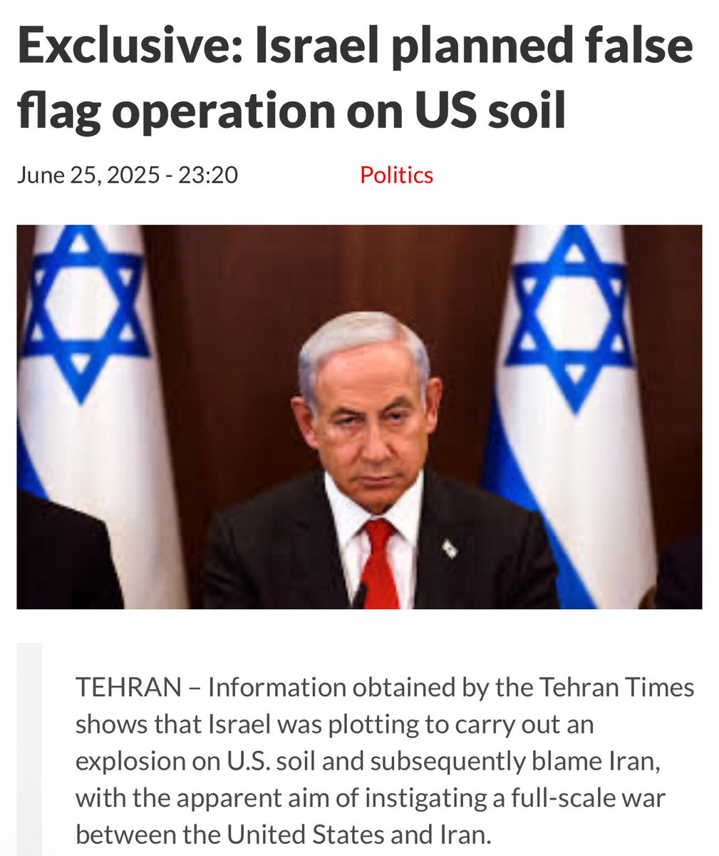 ⚡️🇮🇷🇮🇱 Israel was planning a false flag on American soil to incite a war.

Our “greatest ally” was ready to kill thousands of Americans for their benefit.