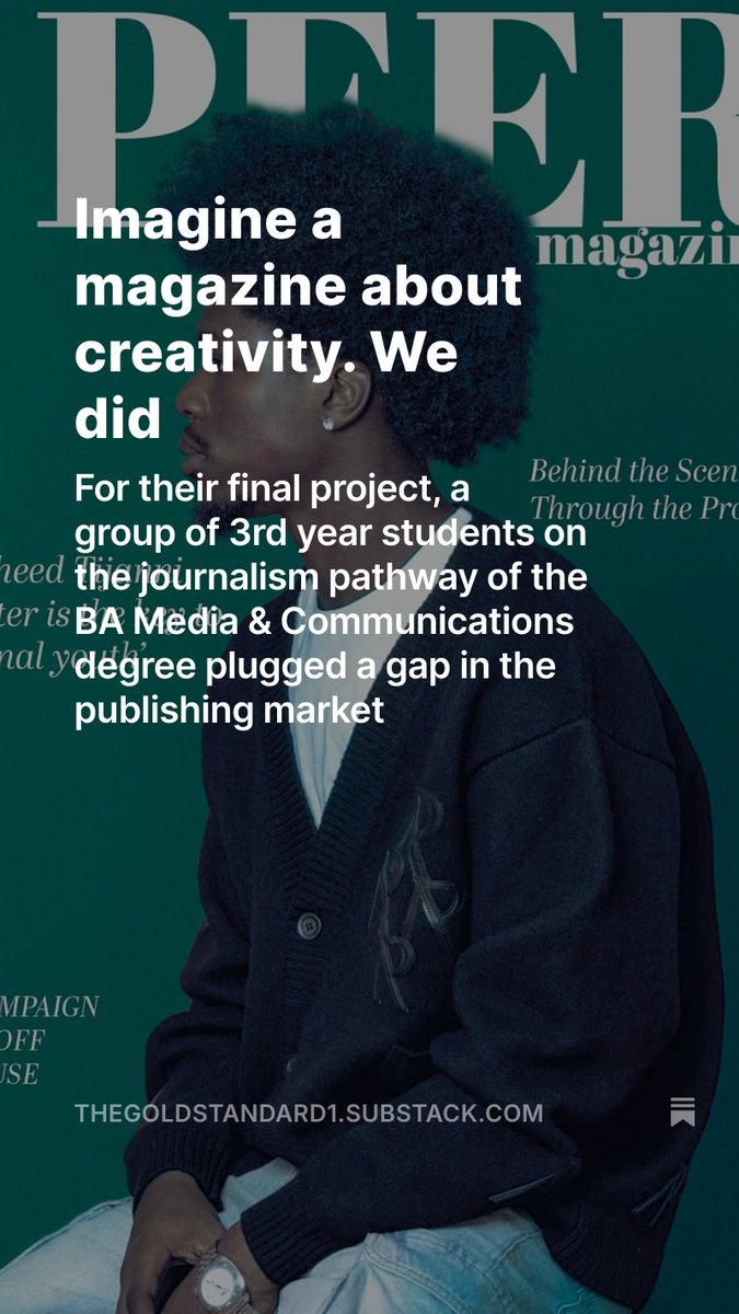 At <a href="/GoldsmithsUoL/">Goldsmiths, University of London</a> <a href="/MediaComGold/">Media, Communications and Cultural Studies</a> , #journalism is about pushing the boundaries of creativity…how we think…what society is thinking. Check us out thegoldstandard1.substack.com/p/magazine-abo…