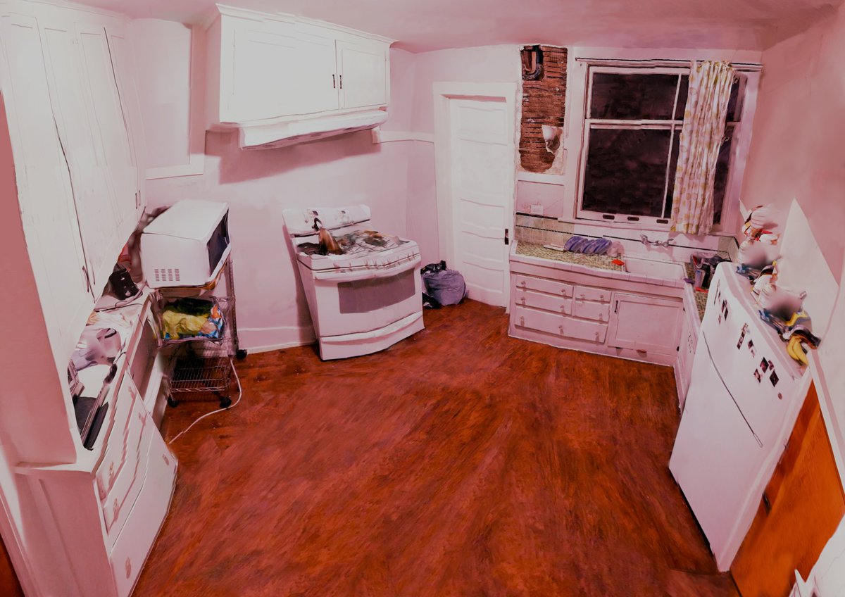 BG art for a new short, made by clone-stamping multiple renders of a 3d LiDAR scan together