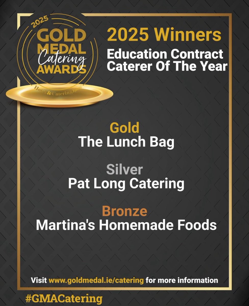 Coláiste Mhuire Johnstown KK (@colaistemhuirek) on Twitter photo Congratulations to Pat Long Catering on winning silver in The Gold Medal Catering Awards 2025 under the Education Contract Caterer of the Year. <a href="/ColaisteMhuireK/">Coláiste Mhuire Johnstown KK</a> <a href="/GoldMedalAwards/">Gold Medal Awards</a> Congratulations to Pat Long Catering on winning silver in The Gold Medal Catering Awards 2025 under the Education Contract Caterer of the Year. <a href="/ColaisteMhuireK/">Coláiste Mhuire Johnstown KK</a> <a href="/GoldMedalAwards/">Gold Medal Awards</a>