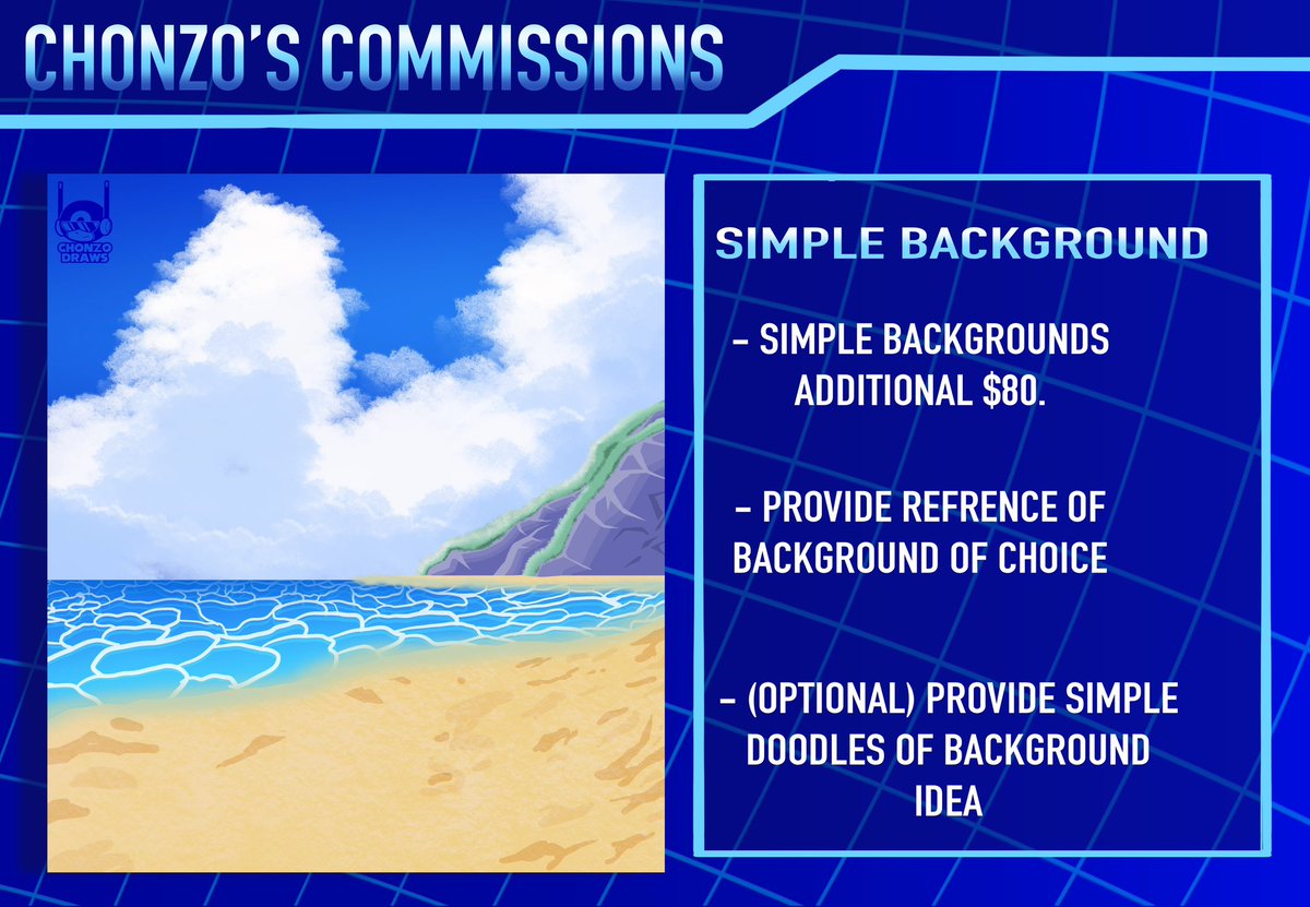 chonzodraws's tweet photo. MY C0MMISSIONS SHEET!

Refer to the info below before requesting! https://t.co/lliPh3E8ib