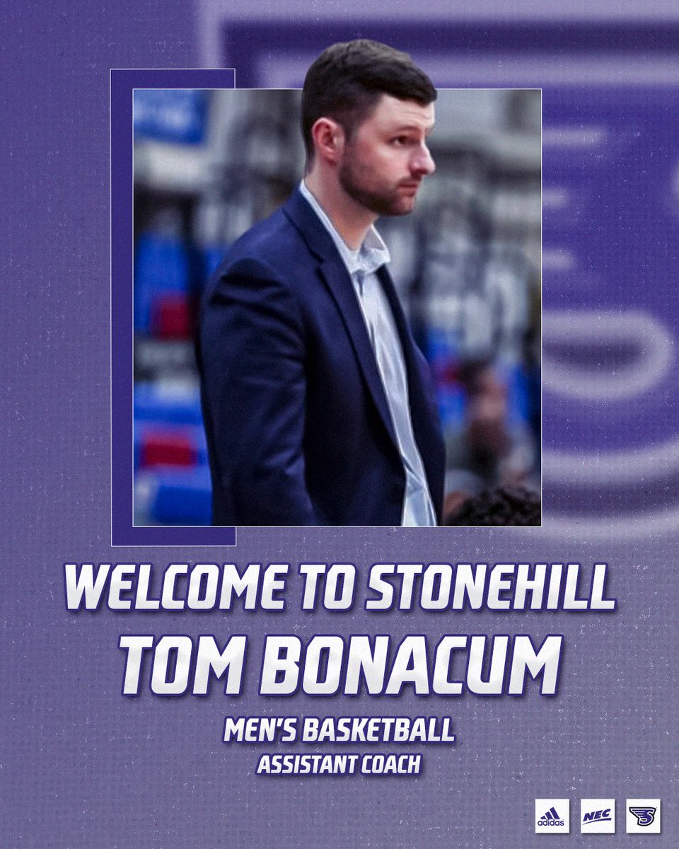 StonehillMBB's tweet image. Welcome to Stonehill, Tom! 👋
We have added Tom Bonacum as an assistant coach ahead of the 2025-26 season, the first season of NCAA postseason eligibility for the Skyhawks 👀
📰 bit.ly/4l4w4Aa
#GoHill | #NECMBB