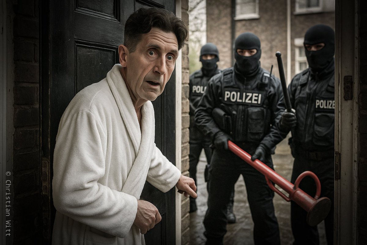 Bild des Tages.
"Guten Morgen, Herr Orwell!"

#Hausdurchsuchung #Rammbockmarathon