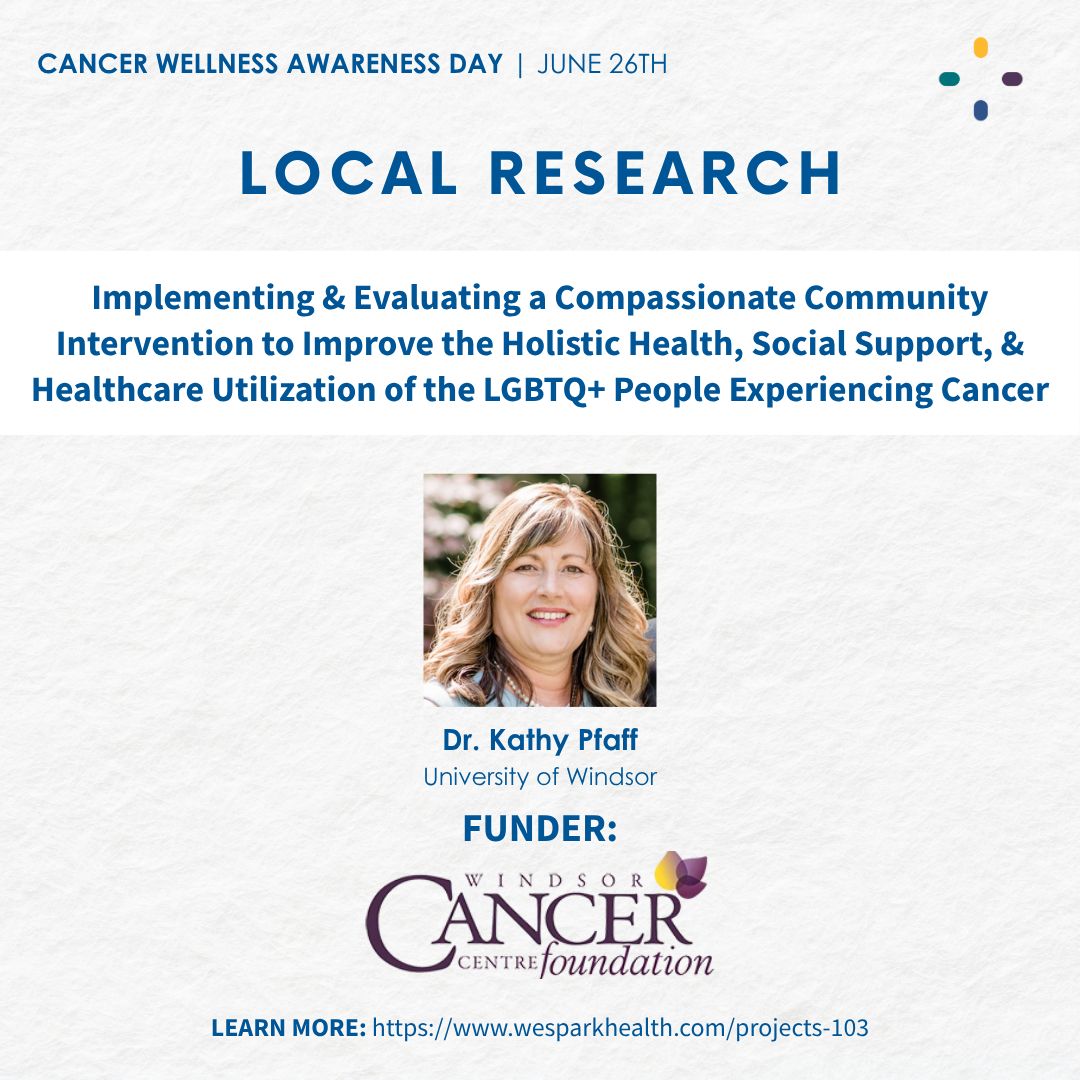 June 26 is #CancerWellnessDay 💜At WE-SPARK, local research is helping people live well with cancer - from yoga for breast cancer survivors to support for LGBTQ+ communities. Wellness is care for the whole person.

🔗 Learn more: wesparkhealth.com/projects