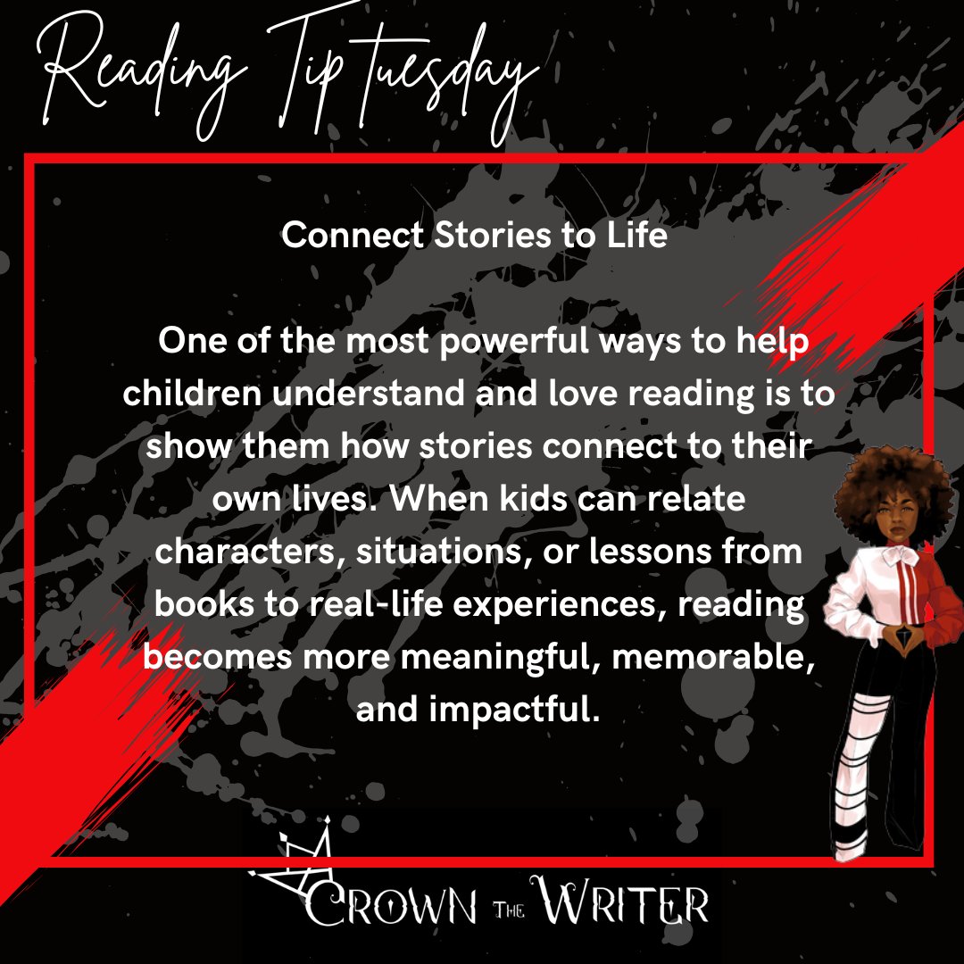 crownthewriter's tweet photo. Reading Tip Tuesday: Help kids connect stories to real life. It makes reading memorable and impactful. https://t.co/LfYaTMFJ91

#CrownTheWriter https://t.co/T7ipgGfbS9
