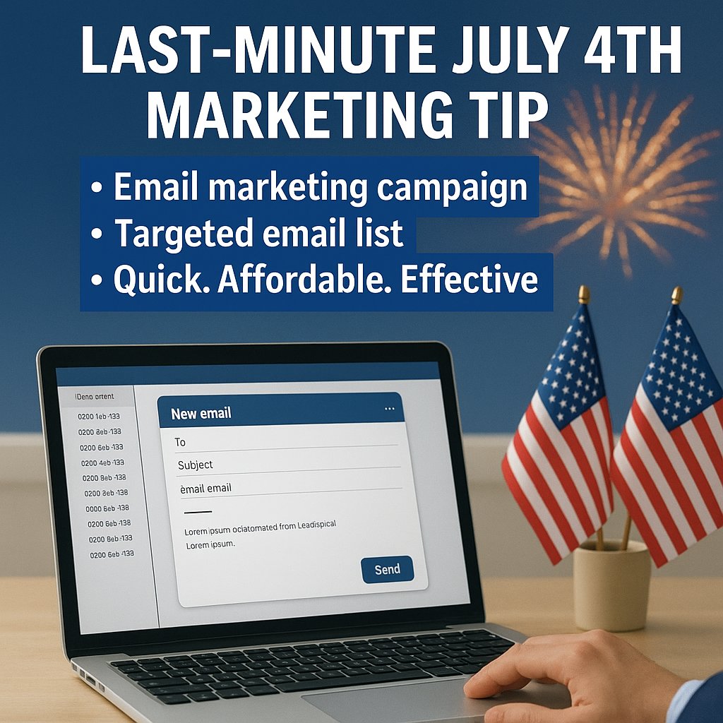 leadsplease's tweet photo. Last-minute 4th of July promo?
Email is your secret weapon.
✅ Fast
✅ Targeted
✅ Affordable
Grab your custom email list &amp; launch today!
👉 https://t.co/pv2GJmxWc2
#July4thMarketing #EmailMarketing #SmallBiz https://t.co/RosWyUgQEM