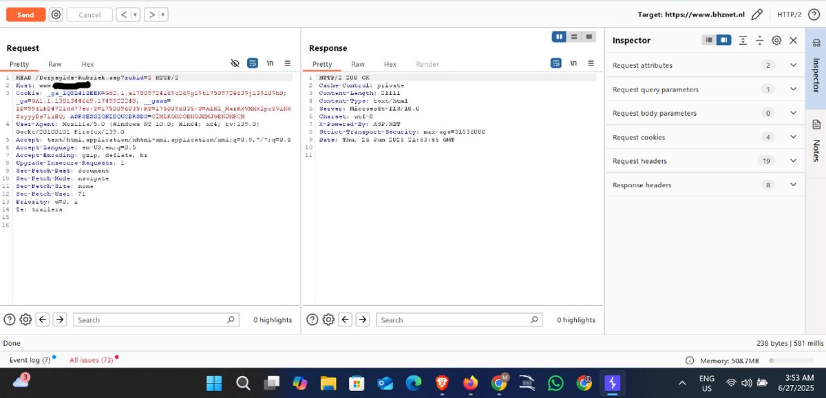 Jakirpentest's tweet image. rubid=3 causes 500 Internal Server Error on GET &amp;amp; HEAD requests, while other values return 200 OK. Indicates a backend bug and poor input validation. #BugBounty #WebSecurity #Pentesting