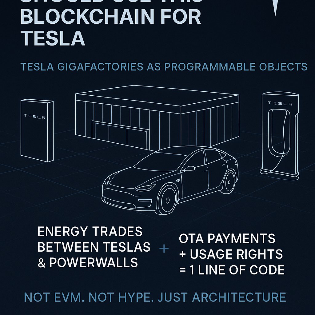 Jack_jacuzzi888's tweet photo. @elonmusk

You don’t need another blockchain.

You need an OS for machines, robots &amp; assets to talk.

@PrasagaOfficial built it.

✅ Tesla as programmable objects
✅ Energy trades &amp; OTA rights = 1 line

GitLab: https://t.co/VDr9j9sncN

#Web3 #AI #TeslaOS https://t.co/BOPN8gwRhb