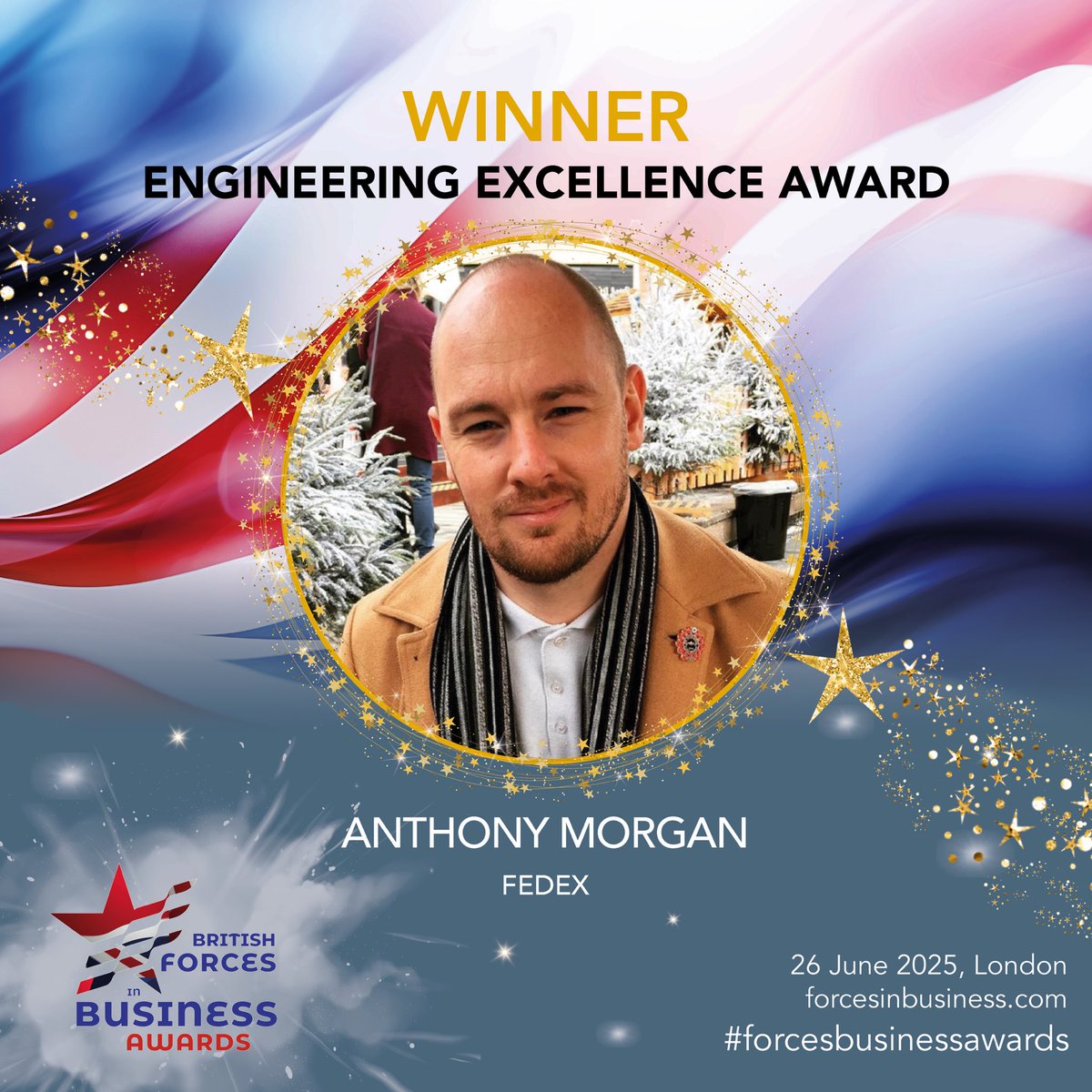 Anthony Morgan from FedEx wins the Engineering Excellence Award, sponsored by <a href="/RFornax/">RC Fornax</a>. Well done Anthony #ForcesBusinessAwards