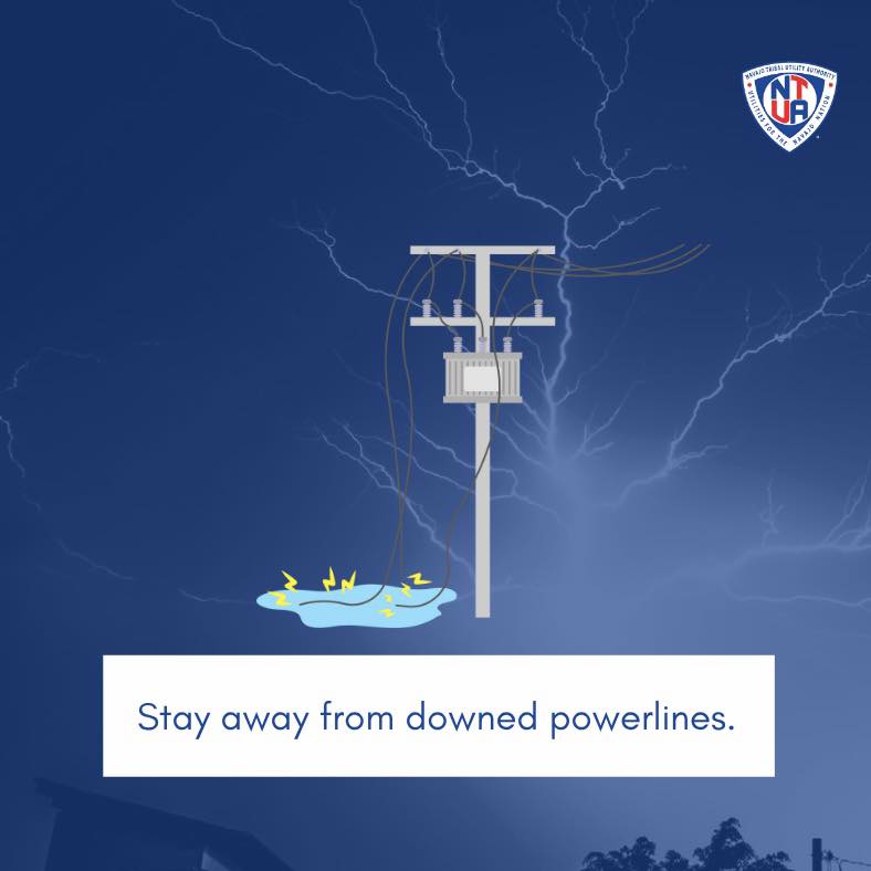 NTUAUtilities's tweet image. It's National Lightning Safety Awareness Week! As summer thunderstorms roll in, remember to stay indoors during a storm, unplug electrical devices, and stay away from downed powerlines. Stay safe! #NavajoUtilities