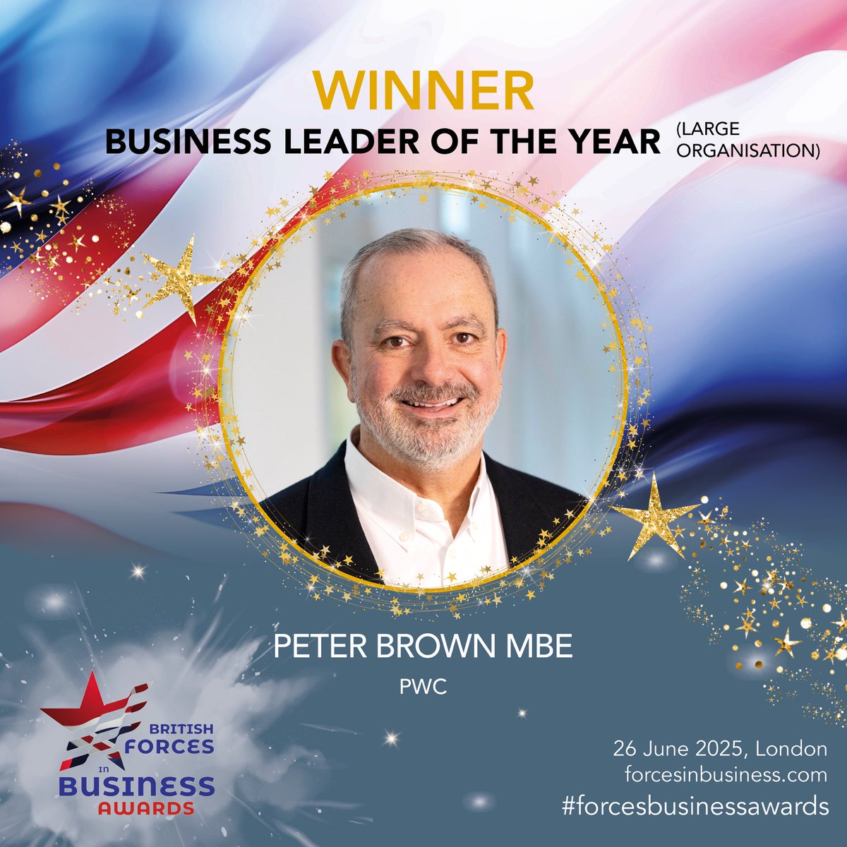 Forces in Business Awards (@exforcesawards) on Twitter photo Peter Brown MBE from PwC is crowned the Business Leader of the Year (Large Company), sponsored by <a href="/chubbfs/">Chubb Fire&Security</a>. Congrats Peter! #ForcesBusinessAwards Peter Brown MBE from PwC is crowned the Business Leader of the Year (Large Company), sponsored by <a href="/chubbfs/">Chubb Fire&Security</a>. Congrats Peter! #ForcesBusinessAwards