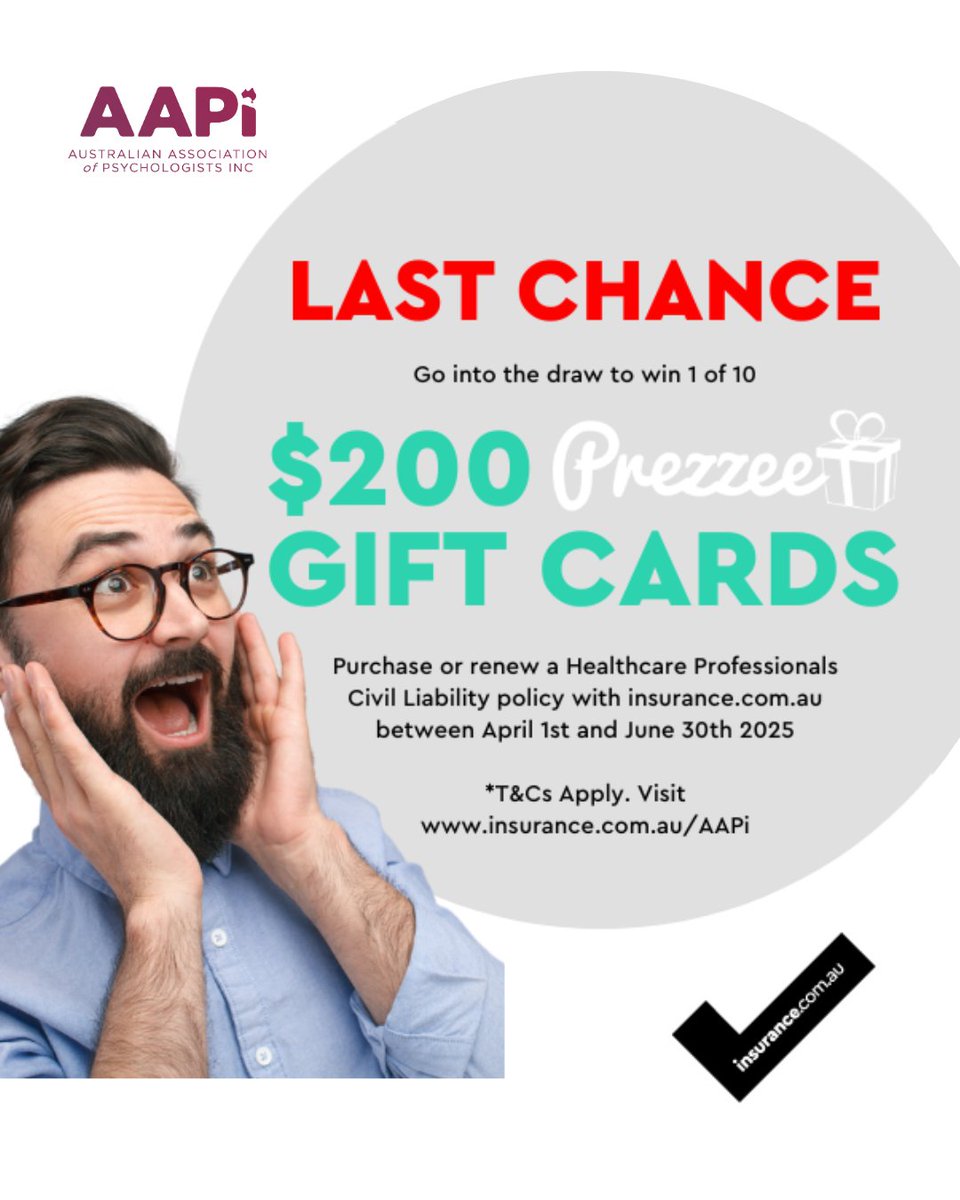 LAST CHANCE to win 1 of 10 $200 Prezzee gift cards with insurance.com.au! Purchase or renew your Healthcare Professionals Civil Liability policy with insurance.com.au before 30 June 2025 to go in the draw to win: insurance.com.au/application