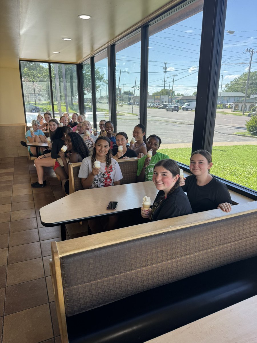 What do you do during summer practices when you’ve had a heat advisory for the last 4 days? You walk to Dairy Queen for some Team Bonding! 💜🍦💛