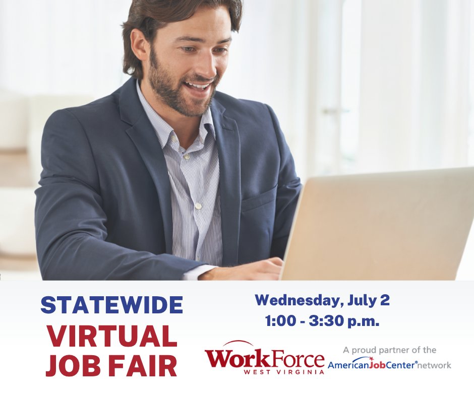 💡 Looking for new opportunities? The WorkForce WV Statewide Virtual Job Fair on July 2 from 1:00-3:30 PM is your chance! Dress professionally, have a neat background, and meet top #WestVirginia employers. Register now! bit.ly/4nd0O3k