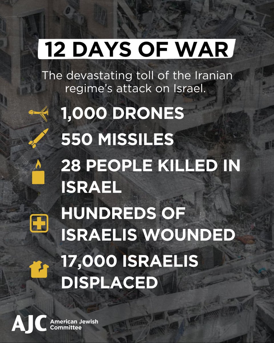 AJCGlobal's tweet photo. This is the cost of the Iranian regime’s attack on Israel.

For 12 days Israeli civilians were relentlessly targeted and the results were devastating.

We must call this what it is: state-sponsored terror. https://t.co/IqhwgsKMRC
