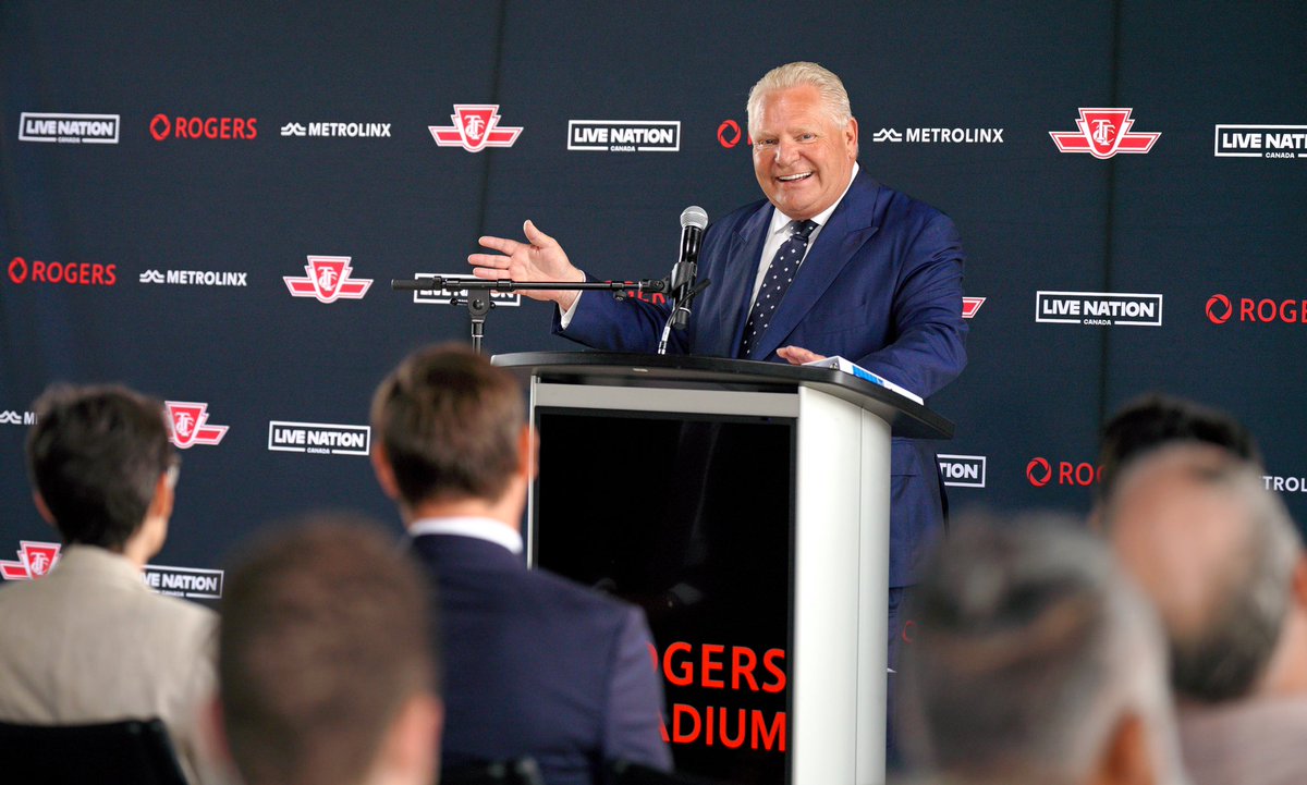fordnation's tweet photo. This afternoon, I attended the ribbon cutting at Rogers Stadium in North York, which is opening its doors today and will host up to 50,000 people at a time.

It’s a great venue for tourism and entertainment - and I was thrilled to announce that Live Nation and Metrolinx will be providing free trips home for concert goers all summer.