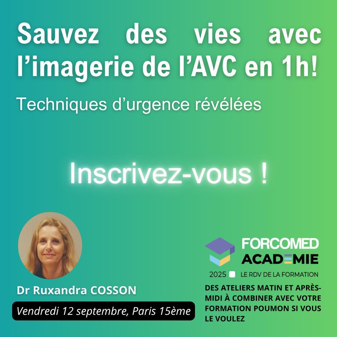 ⏳ Sauvez des vies avec l’imagerie de  l’AVC en 1h ! Le Dr. Cosson révèle des techniques d’urgence le 12 sept. 2025, Paris 15ème. Inscrivez-vous vite ! bit.ly/Forcomed-Acade…