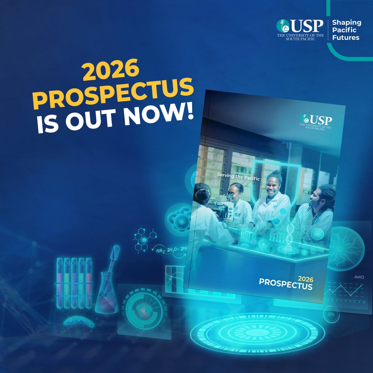 UniSouthPacific's tweet photo. Our 2026 Prospectus has Arrived!
Flip Through Here: https://t.co/NnG9F7jy3I
#TeamUSP #ApplyNow #2025Semester2 #Prospectus2026 https://t.co/tCg4ieooTC