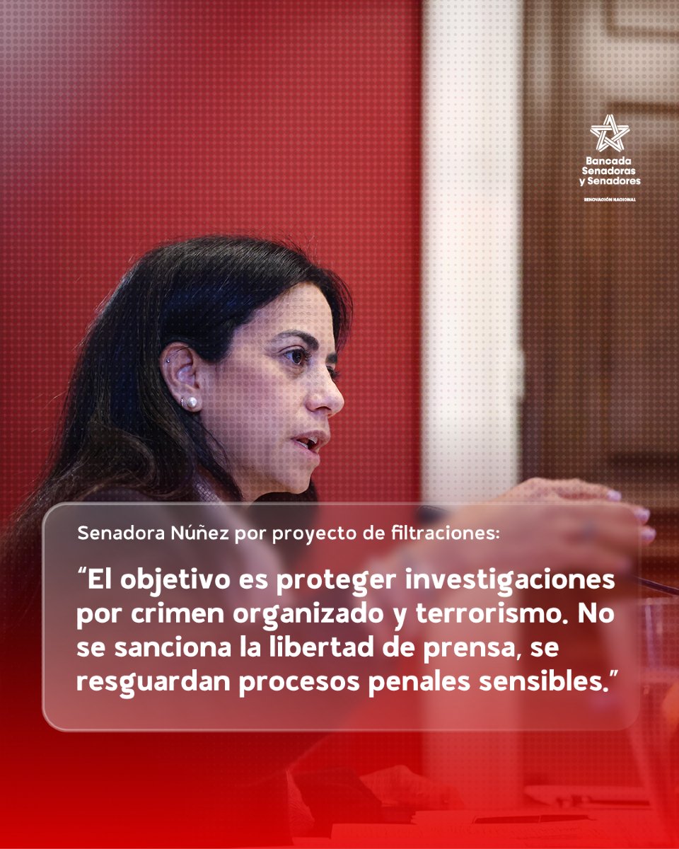 🚨NOTICIA | Senadora Núñez por proyecto de filtraciones: “El objetivo es proteger investigaciones por crimen organizado y terrorismo. No se sanciona la libertad de prensa, se resguardan procesos penales sensibles.”