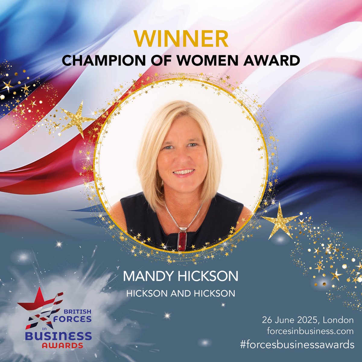 Forces in Business Awards (@exforcesawards) on Twitter photo Mandy Hickson of Hickson and Hickson wins Champion of Women Award, sponsored by <a href="/VodafoneGroup/">Vodafone Group</a>. Huge congrats Mandy #ForcesBusinessAwards Mandy Hickson of Hickson and Hickson wins Champion of Women Award, sponsored by <a href="/VodafoneGroup/">Vodafone Group</a>. Huge congrats Mandy #ForcesBusinessAwards