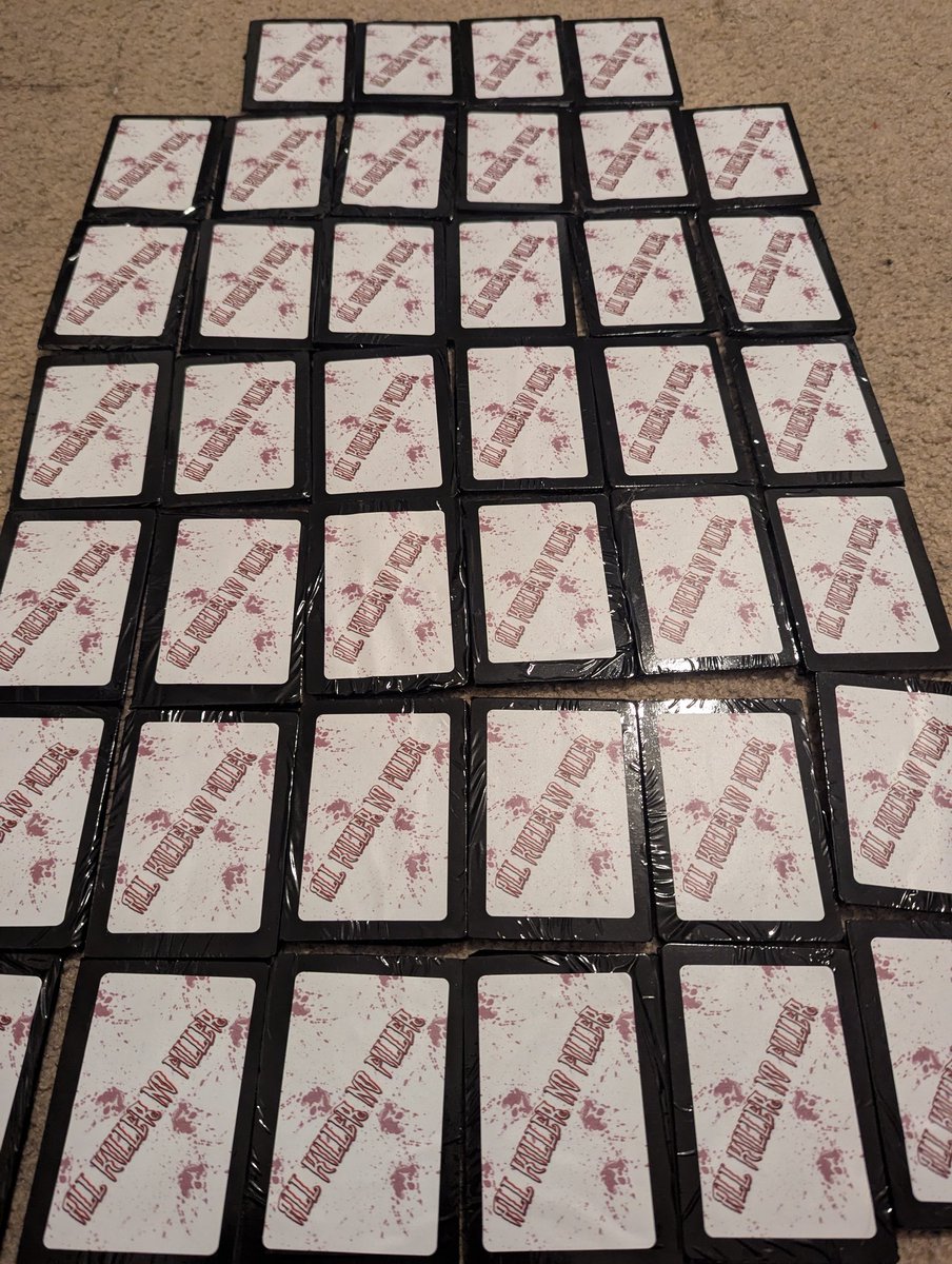 CultNobody's tweet image. ALL KILLER NO FILLER mystery packs available for $7 each (plus $1 shipping so $8 total if I'm shipping) 
Each pack comes with 5 mystery cards out of the 12 total designs! 
If you want any hmu either in the comments below or DM me! If these do well I have some secret project ideas