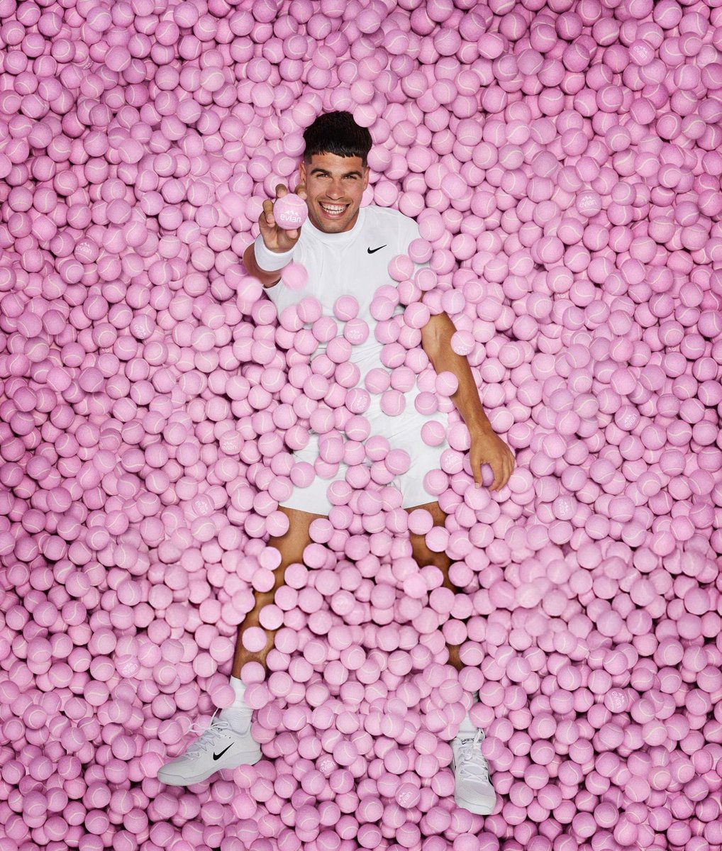 TheTennisLetter's tweet photo. Carlos Alcaraz joins the Evian team. 

He joins Emma Raducanu, Stan Wawrinka, Arthur Fils, and Frances Tiafoe as global ambassadors for the brand. 

🩷💧 https://t.co/yviSPE8COE