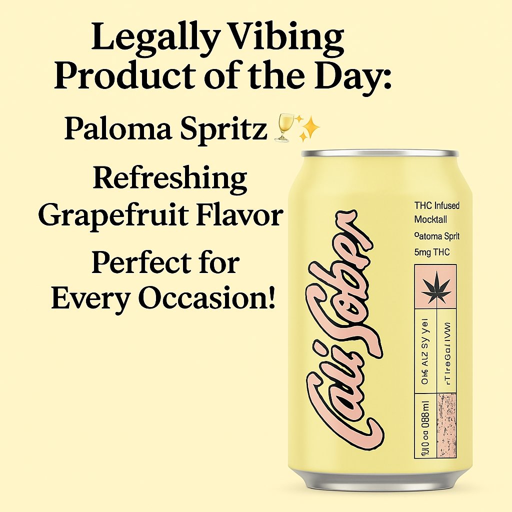 VibingLegally's tweet image. Legally Vibing Product of the Day: Introducing Paloma Spritz by Cali Sober! This refreshing beverage features a balanced blend of grapefruit flavor, delivering all the citrus vibes you need. Each can offers a chill experience with a hint of euphoria, making it perfect for every…