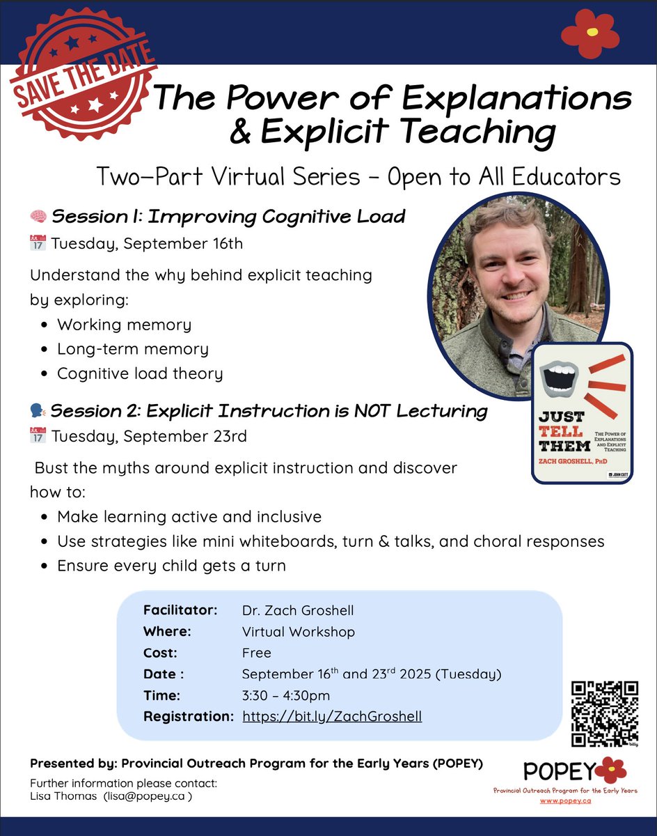 POPEY BC (@popeybc) on Twitter photo Want  to teach in a way that sticks? Join Zach Groshell this September to  dive into cognitive load, student thinking, and what explicit  instruction really looks like.
Save the Dates: September 16 & 23, 2025 Want  to teach in a way that sticks? Join Zach Groshell this September to  dive into cognitive load, student thinking, and what explicit  instruction really looks like.
Save the Dates: September 16 & 23, 2025