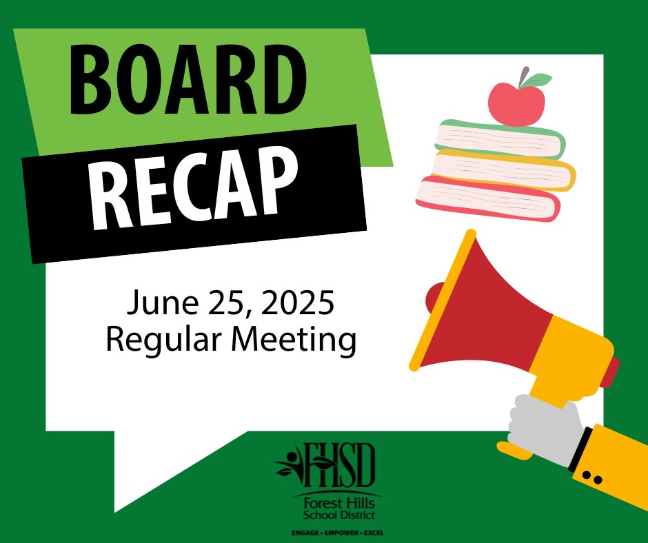 FHSchools's tweet image. It might be summer, but there is a lot to do to prepare for the upcoming school year! Check out our latest Board Meeting Recap Article to learn more about topics like the state budget process, mental health partnerships, family engagement survey and more! foresthills.edu/district-news/…