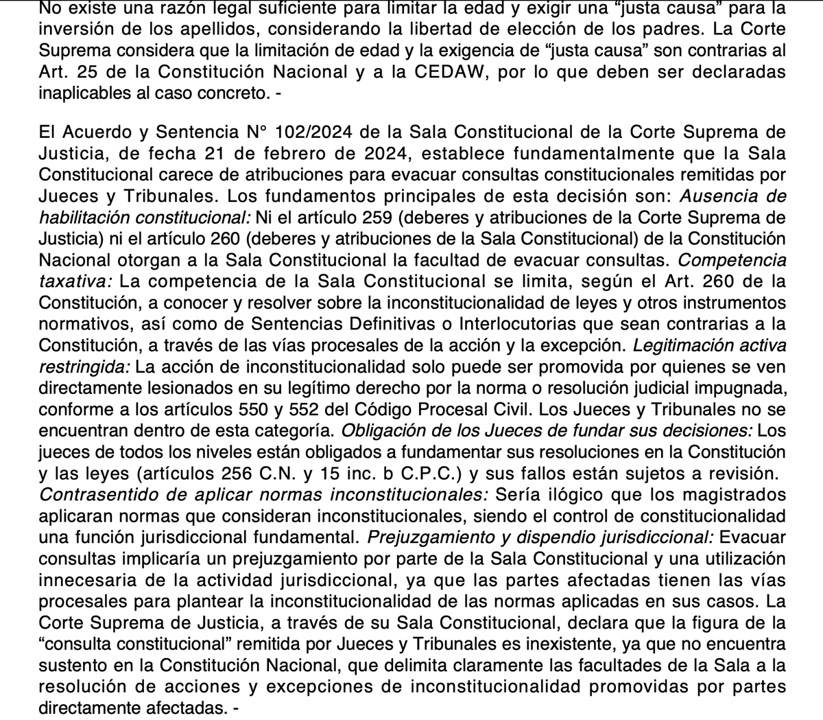 Hay veces en que los cambios de criterios jurisprudenciales en la CSJ <a href="/PoderJudicialPY/">Corte Suprema CSJ</a> facilitan la vida de la gente (y de sus abogados).
Desde que asumieron los doctores <a href="/Victor_Rios_O/">Dr. Víctor Rios Ojeda</a> y Santander en la Sala Constitucional de la CSJ, impusieron su criterio de vedar las consultas