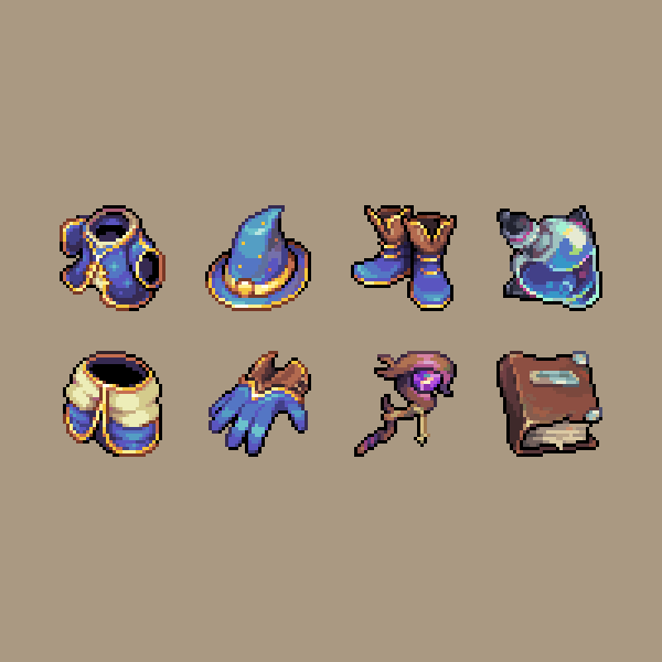 RunninBlood's tweet image. 32x32 Mage Gear Item Icons!
#pixel #art #pixelart #game #dev #gamedev