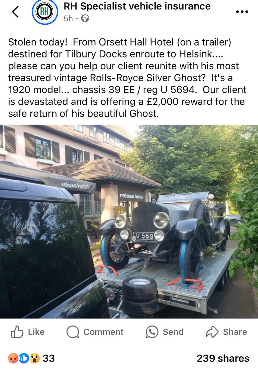A stolen Silver Ghost. What a shame