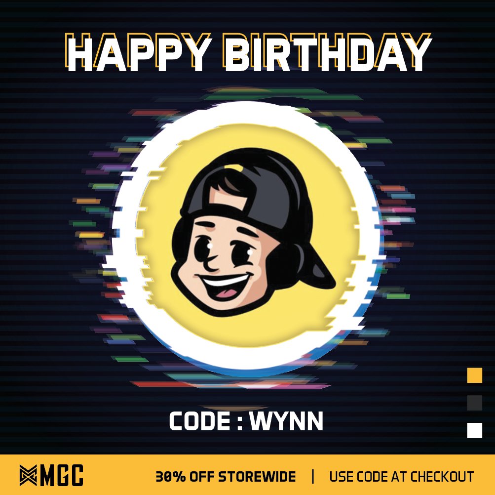 MGCmobile's tweet photo. Happy Birthday to the original PUBGM chicken man, @Wynnsanity!! 🥳🎉

To celebrate his 30th trip around the sun (and probably 30,000th around Erangel) we're offering 30% off storewide until 6/30.

We truly appreciate all you've done to help MGC rank up over the years 💛🖤 https://t.co/zrvR1dLrvV
