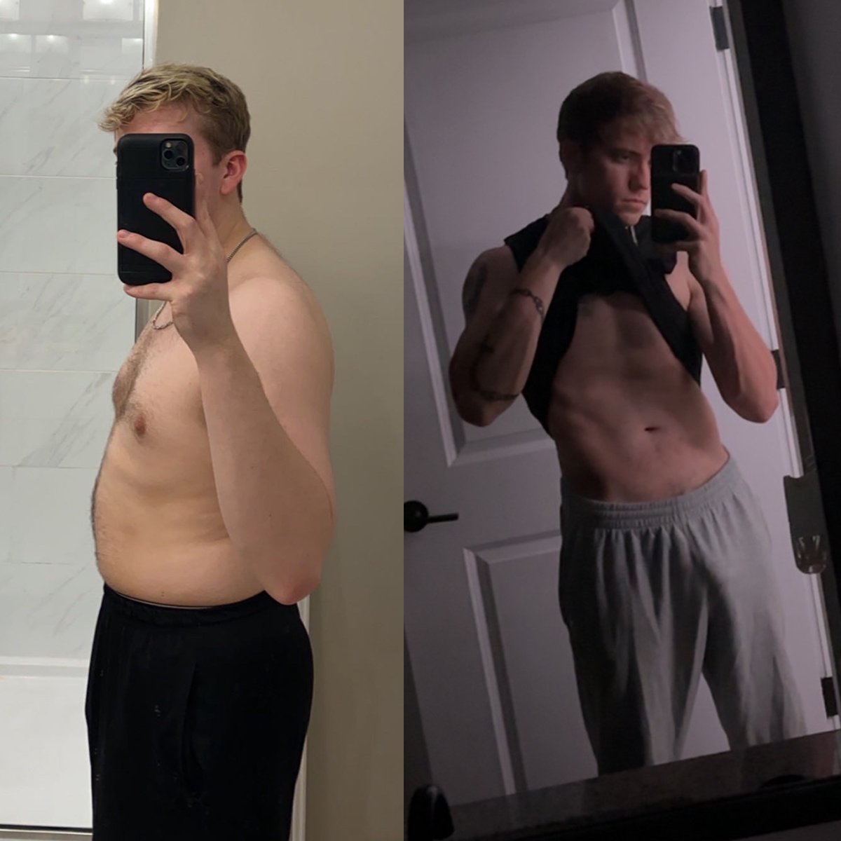 NotGooser's tweet image. this is one of the hardest and happiest posts for me to make so bear with me... &amp;lt;3

the picture on the left is me at my most unhealthy mentally and physically, i was 225lbs (102kg), unhappy, hated life, no job, ate food and snacked 24/7, hadnt sniffed a gym in 3-4 years, stayed…