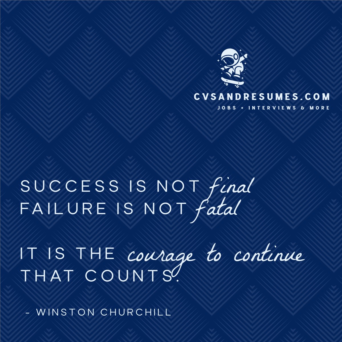 CvsAndResumes's tweet photo. #SundayMotivation 😎

Winston Churchill said it best:

“Success is not final, failure is not fatal: it is the courage to continue that counts.”

The #job market is tough—but we make you tougher. 💪

Start now with a job-winning resume &amp; #coverletter

👉 https://t.co/H5LAOoY1XO https://t.co/f8xEbBIZ9V