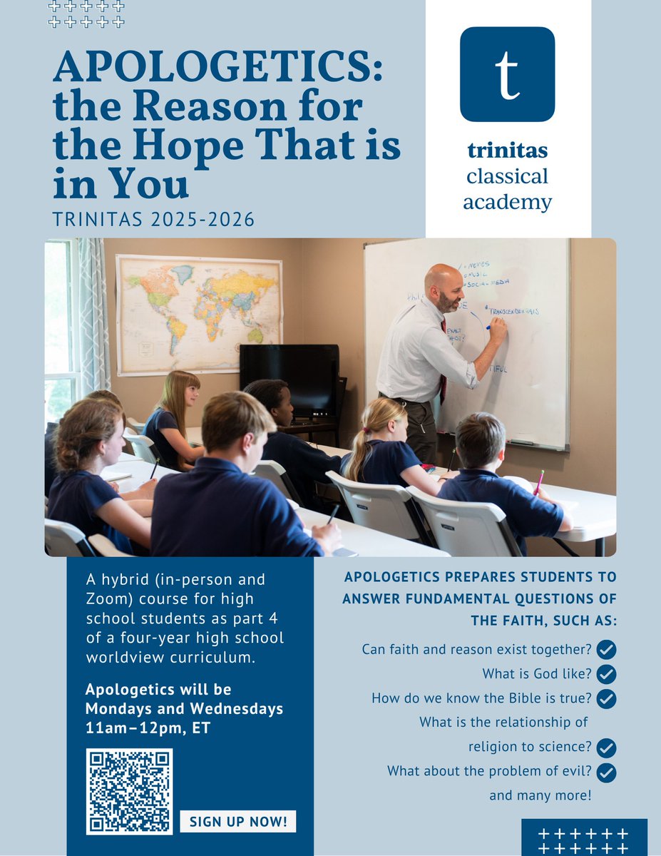 Homeschool families! I want to invite your high school students to join me and the students of Trinitas Classical Academy for Apologetics! 
In the fall, we will take a classic approach to apologetics, using R. C. Sproul’s book, Defending Your Faith.

Contact me for more info!