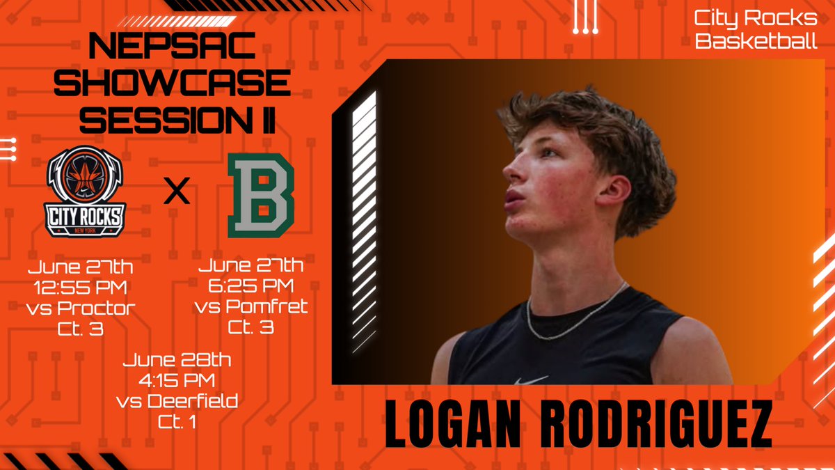 NEPSAC Showcase schedule for Logan #CRFam 🟠