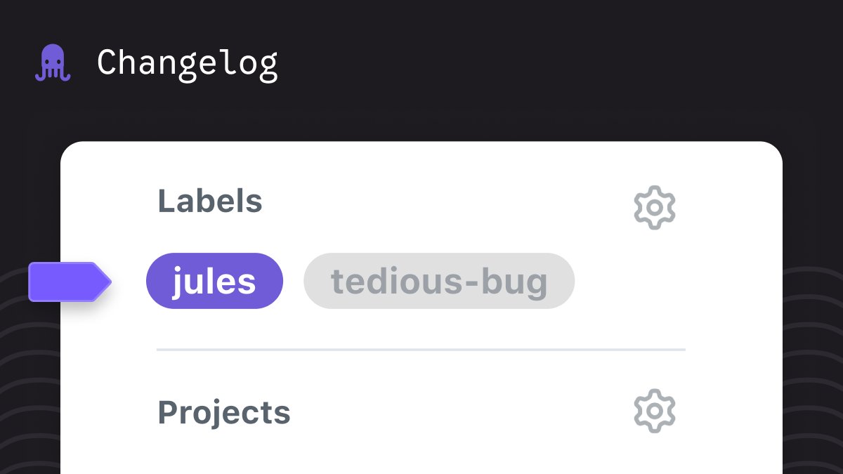 julesagent's tweet image. Jules now listens to GitHub issues.
Add the 'jules' label to any issue and your task kicks off automatically
No context switches. Just label and go.
Make sure the Jules GitHub App has access to your repo, then let the magic happen.
