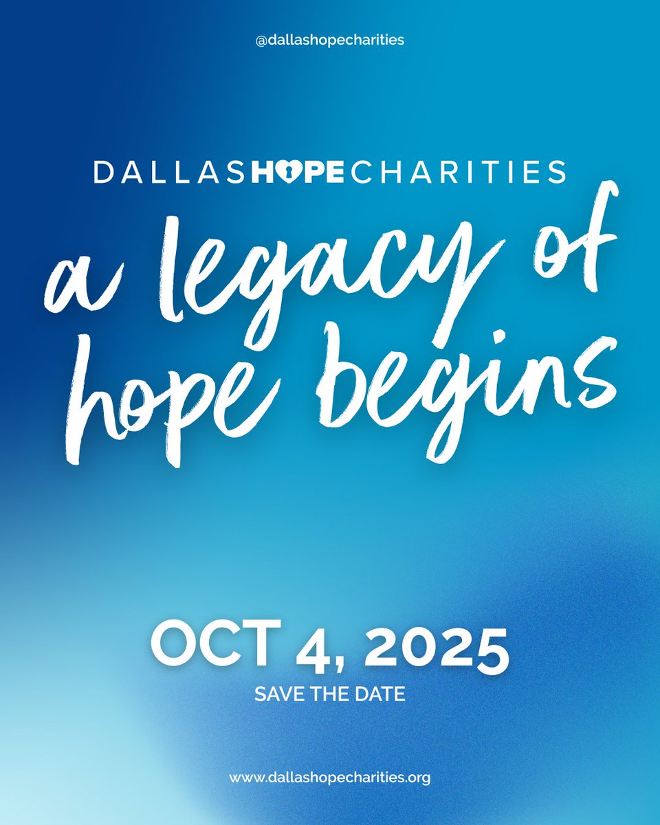 ✨ Save the Date: Nov 15, 2025
 A legacy of hope begins with bold youth, caring neighbors &amp; community builders like you. 💫

Join us in Dallas this fall to celebrate the future we’re creating—together.

Details soon. #LegacyOfHope #HopeBeginsWithYou