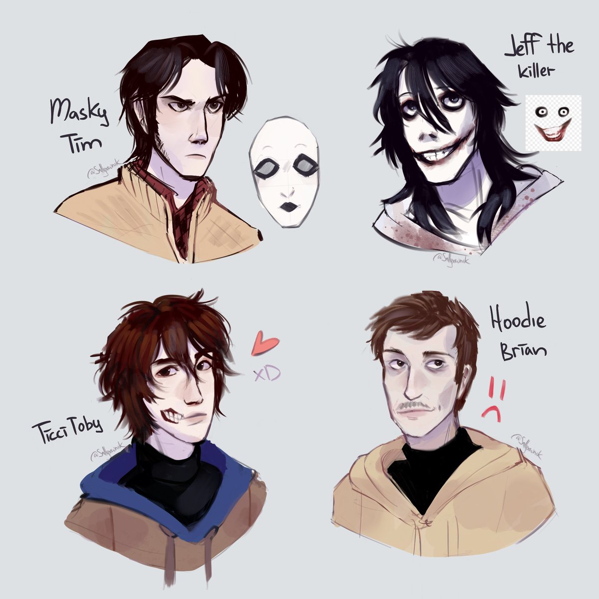 sallyxwnik's tweet photo. (An old piece) boys🔥 #creepypasta #ticcitoby #timmasky #timwright #hoodie #jeffthekiller #hoodie #tobiasrogers #brianhoodie #maskynhoodie #marblehornets #fanart #proxy https://t.co/nquolBA0bD