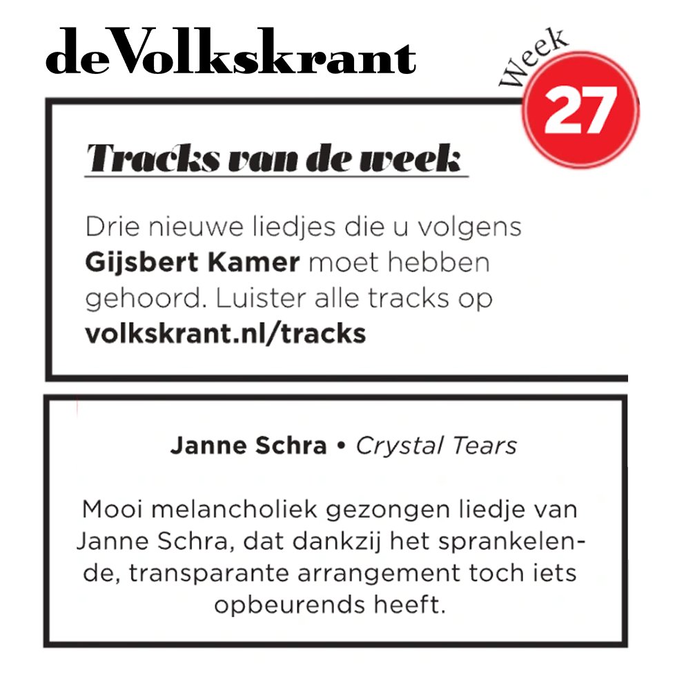 De nieuwe <a href="/JANNE_SCHRA/">janne schra</a> is Track van de Week in de Volkskrant! atease.ltd/pages/janne-sc…
