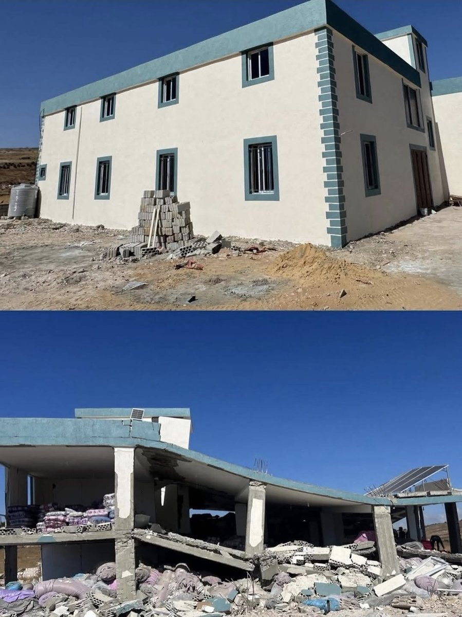 بعد الانتهاء من تشييده مباشرة..الع.دو يقوم بتفخيخ و تدمير أحد الأبنية في ميس الجبل