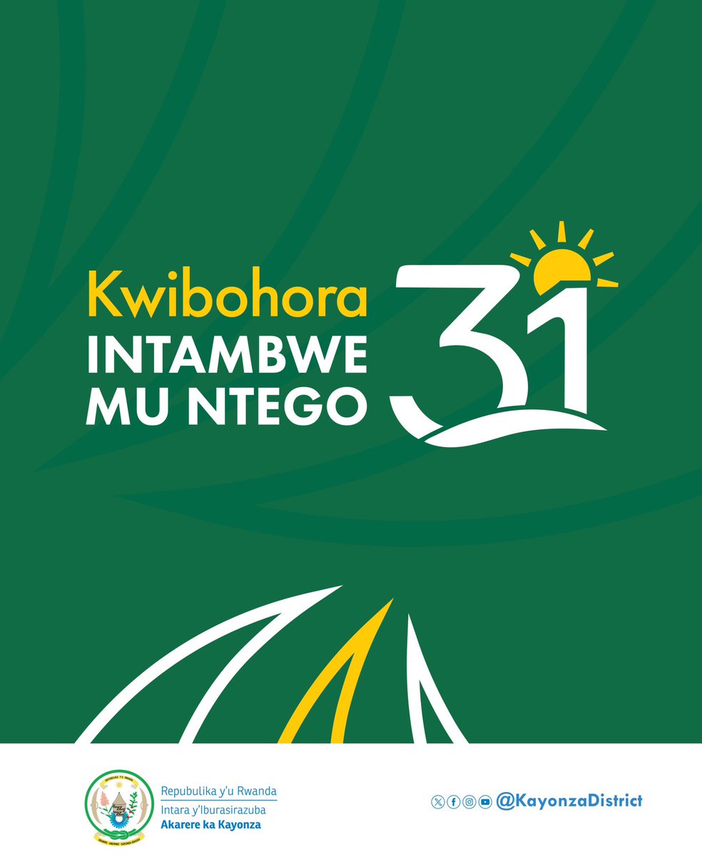 Ubuyobozi bw’Akarere ka Kayonza bwifurije Abanyarwanda bose by’umwihariko abatuye #Kayonza Umunsi Mwiza wo Kwibohora.

#Kwibohora31 ni urwibutso rw’ubutwari n’ubumwe byaduhesheje Igihugu gitekanye kandi gitera imbere mu miyoborere,ubukungu n’imibereho myiza y’abaturage.