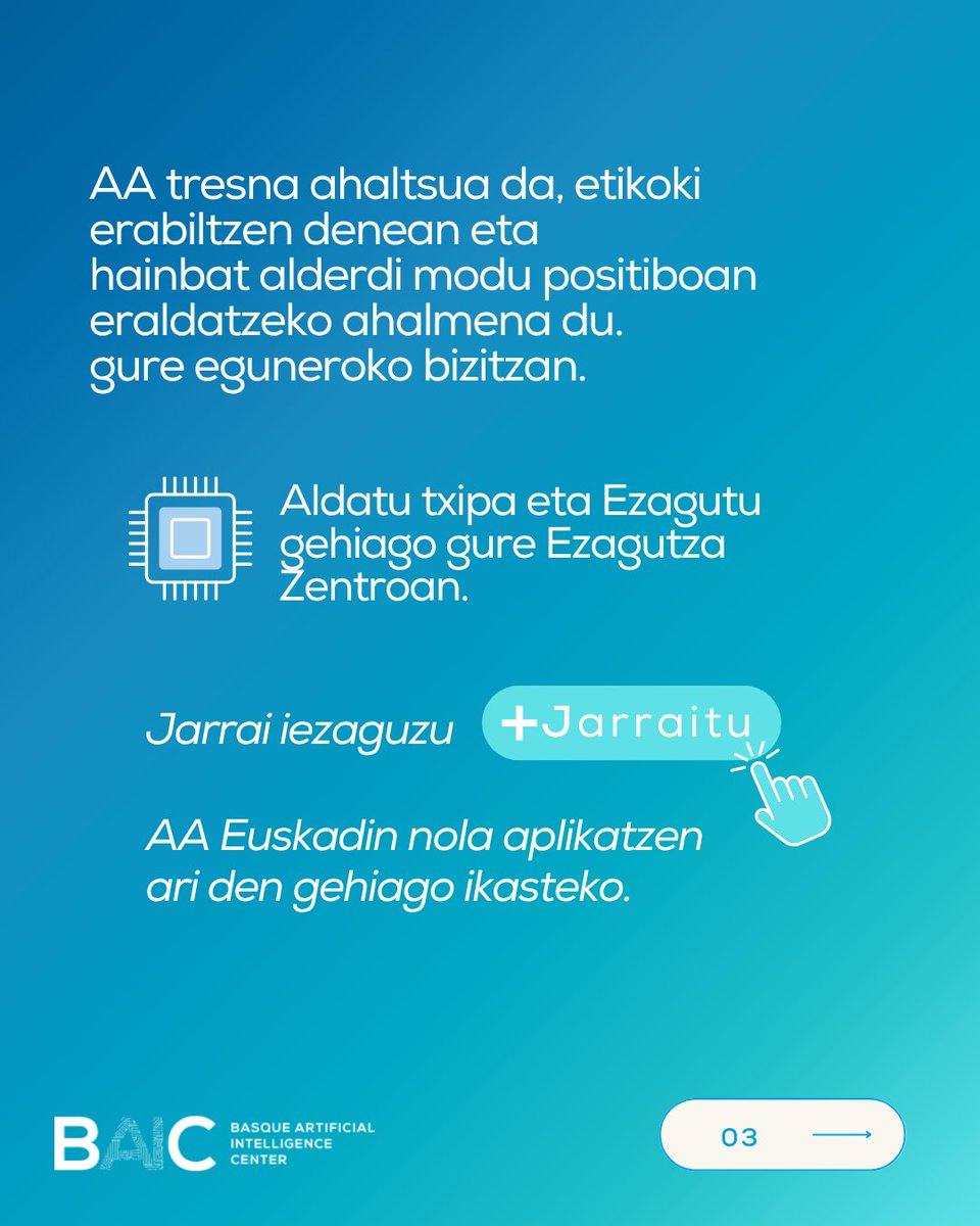 AAk nola funtzionatzen duen ulertzea da erabiltzeko 1º urratsa 
AAk giza adimena behar duten zereginak egiteko gai diren sistemak sortzen ditu. Algoritmoen bidez funtzionatzen du: datuak aztertzen dituzten eta errendimendua hobetzen duten arau matematikoak
lnkd.in/d7TwYabX