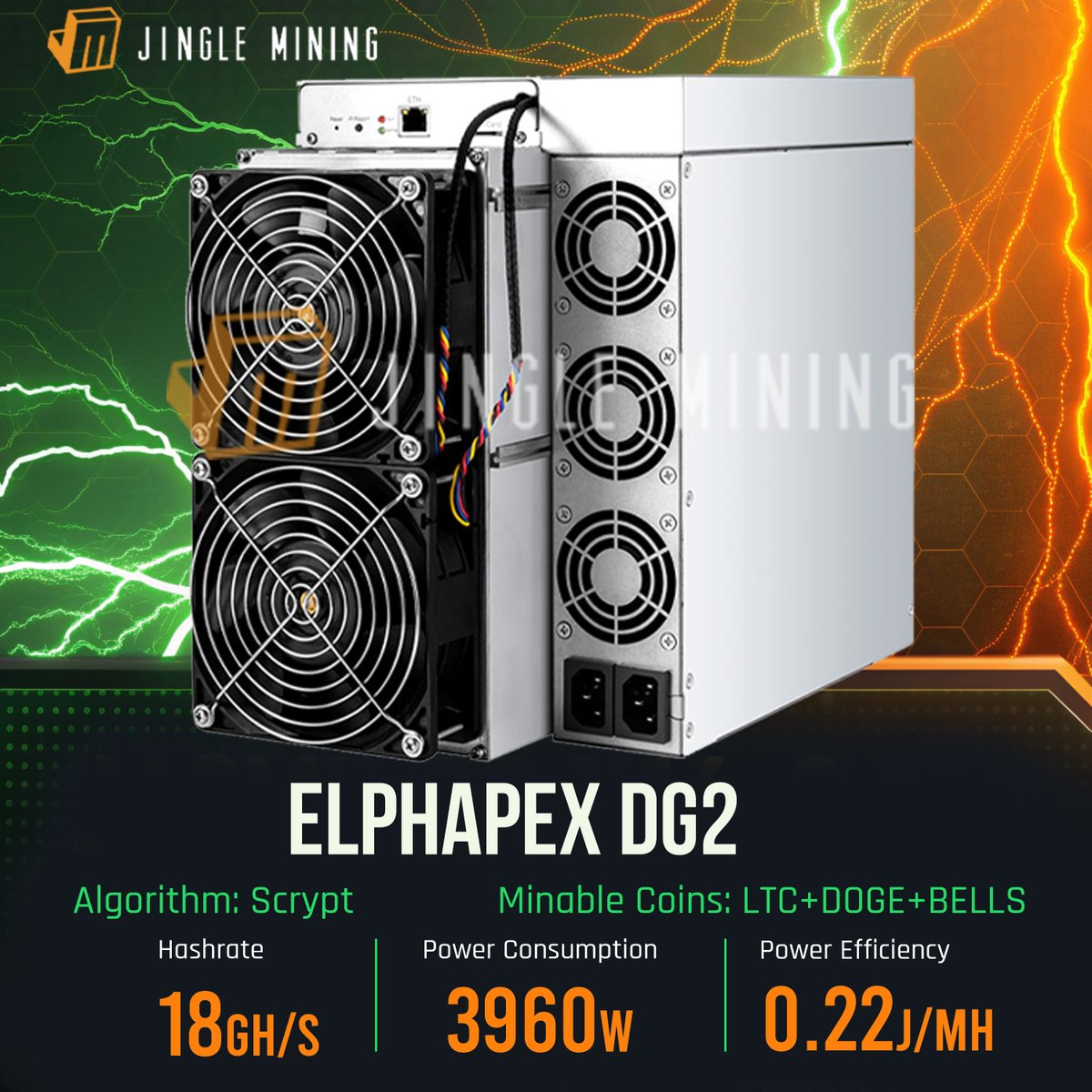 ElphaPex released the latest Doge Miner named DG2 🐕⛏️Mine smarter, mine Doge. 🚀

⚡ Power: 3520W
🔊 Noise: 75dB
🌬️ 4 Fans
🌡️ Temp: 5–45°C | Humidity: 5–95%
🔌 Ethernet (RJ45) | 200–240V
📦 Size: 624×289×387mm | 18.3kg
🛡️ 180-Day Warranty

🔗ElphaPex DG2: jinglemining.com/products/elpha…