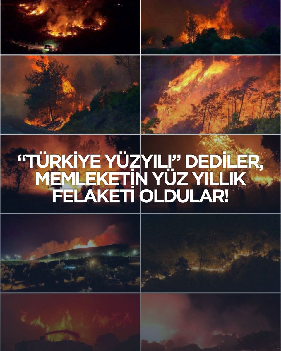 "Türkiye Yüzyılı" dediler, memleketin yüz yıllık felaketi oldular.

İzmir yanıyor. Türkiye yanıyor. Ama iktidar hala kendini alkışlatmakla meşgul.

Depremde yoklar, selde yoklar, pandemide yoklar, yangında da yoklar. Çünkü yönetmiyorlar; sadece seyrediyorlar. Kriz anlarında