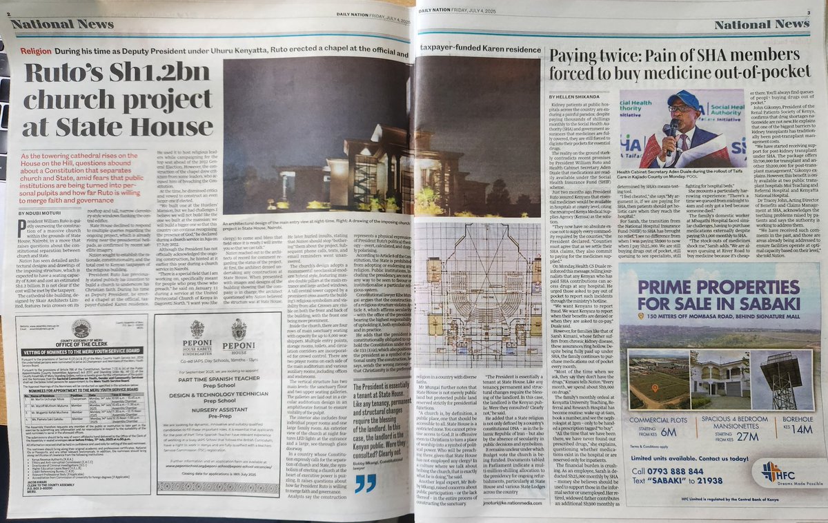 Nation page 2.

- A 1.2 billion church

- Dialysis patients paying out of pocket for life-saving drugs.
Nation! 

What a contrast! What a great nation!