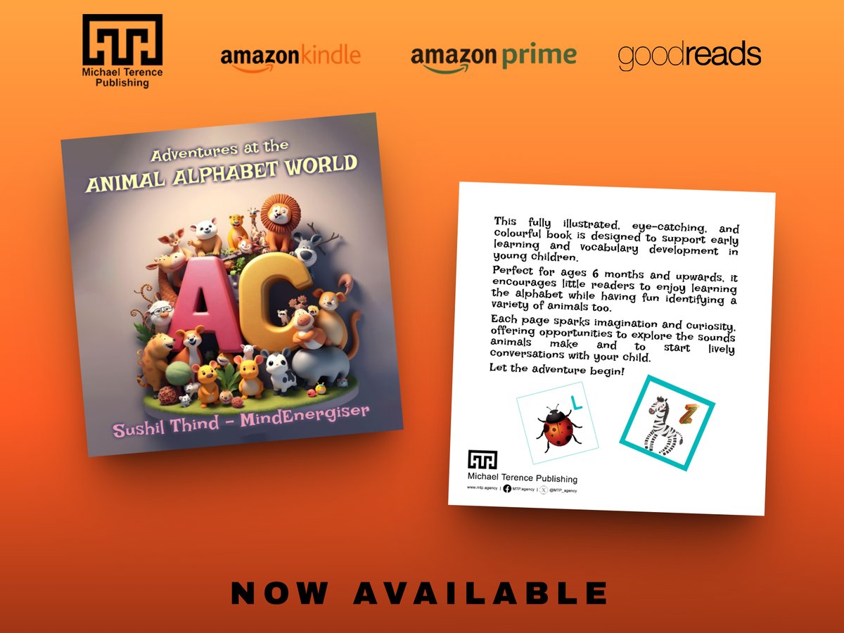 Michael Terence Publishing (@mtp_agency) on Twitter photo MTP is proud to present, Adventures at the ANIMAL ALPHABET WORLD by Sushil Thind - MindEnergiser <a href="/SushilThind/">MindEnergisers.com</a>
mybook.to/AAW MTP is proud to present, Adventures at the ANIMAL ALPHABET WORLD by Sushil Thind - MindEnergiser <a href="/SushilThind/">MindEnergisers.com</a>
mybook.to/AAW