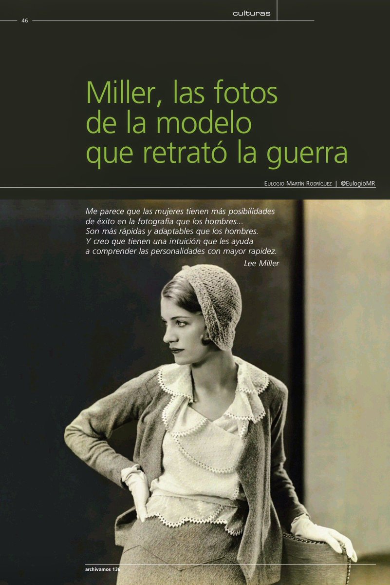 Eulogio M. Rguez. (@eulogiomr) on Twitter photo Mi colaboración en #Archivamos de <a href="/AsociacionACAL/">Archiver@s de CyL</a> a raíz de la película vista en el #cineclub de #Avila
"Existen muchas historias de chicas a las que les sucedieron cosas. Lee Miller era una mujer que hizo que las cosas sucedieran"
#archivos #cine #fotografia #moda #arte #vogue Mi colaboración en #Archivamos de <a href="/AsociacionACAL/">Archiver@s de CyL</a> a raíz de la película vista en el #cineclub de #Avila
"Existen muchas historias de chicas a las que les sucedieron cosas. Lee Miller era una mujer que hizo que las cosas sucedieran"
#archivos #cine #fotografia #moda #arte #vogue